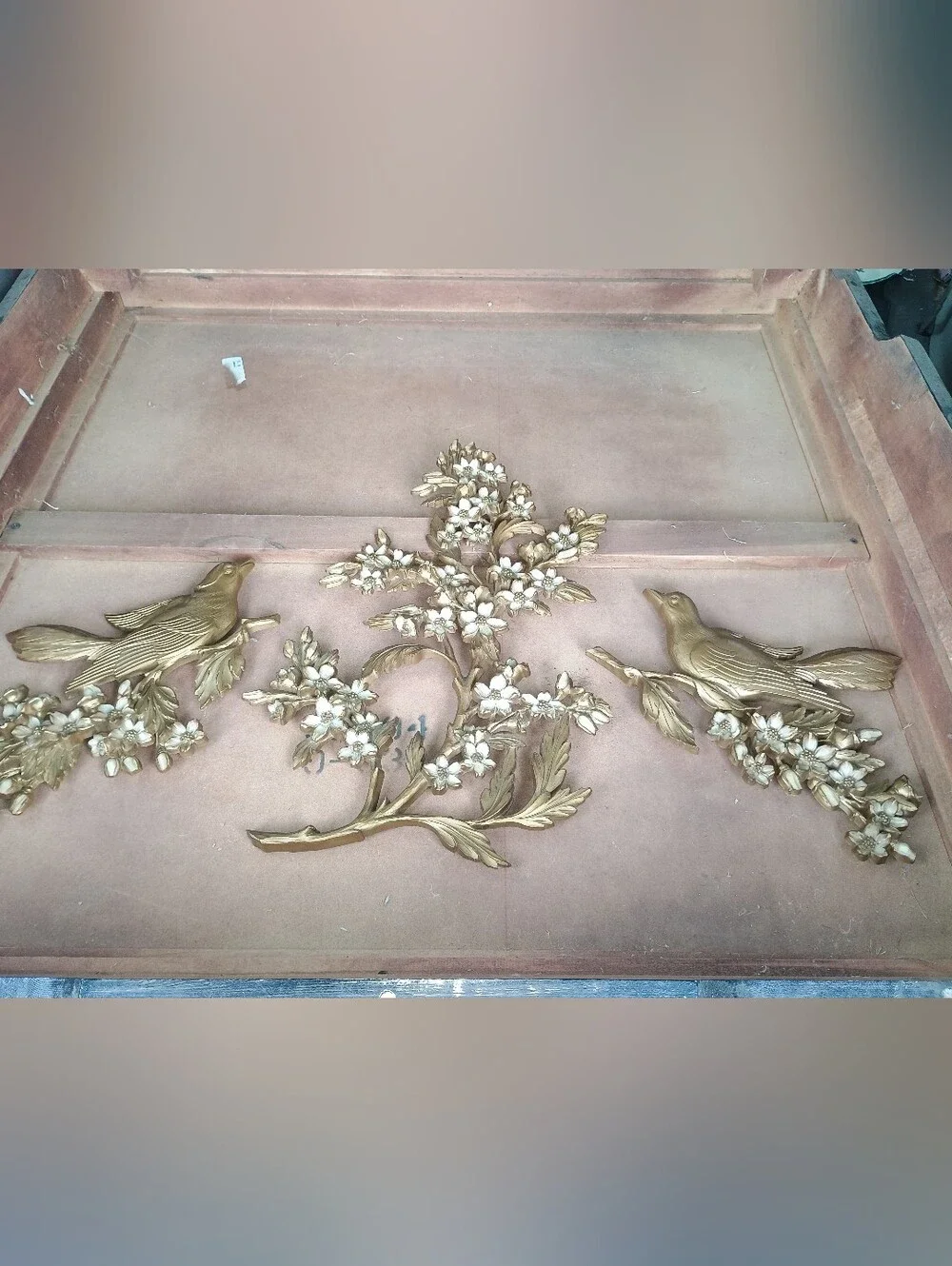 Vintage Syroco golden birds & dogwood wall art 1970s
